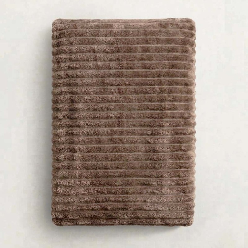 Κουβέρτα Fleece Διπλή (200x220) Βελούδινη Cocoon Καφέ με Extra Soft Υφή
