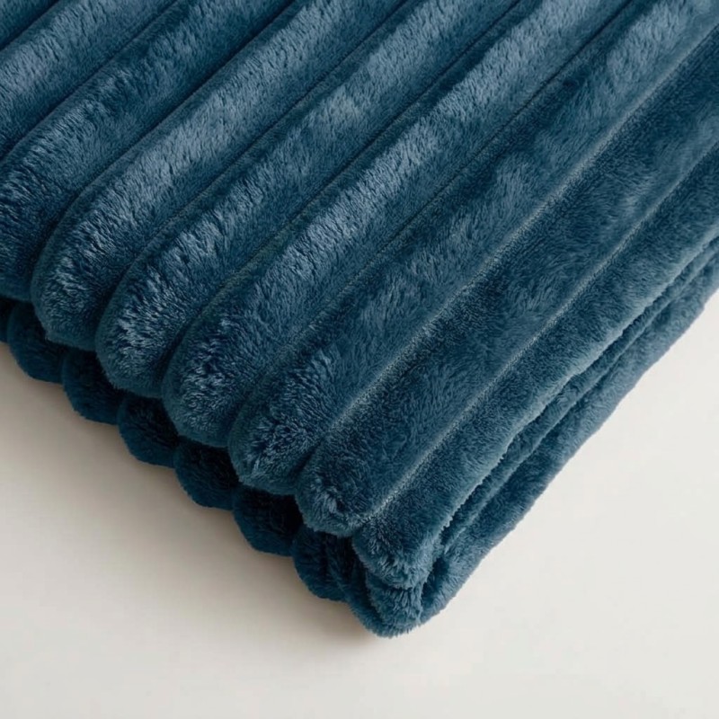 Κουβέρτα Fleece Διπλή (200x220) Βελούδινη Cocoon Πετρόλ με Extra Soft Υφή