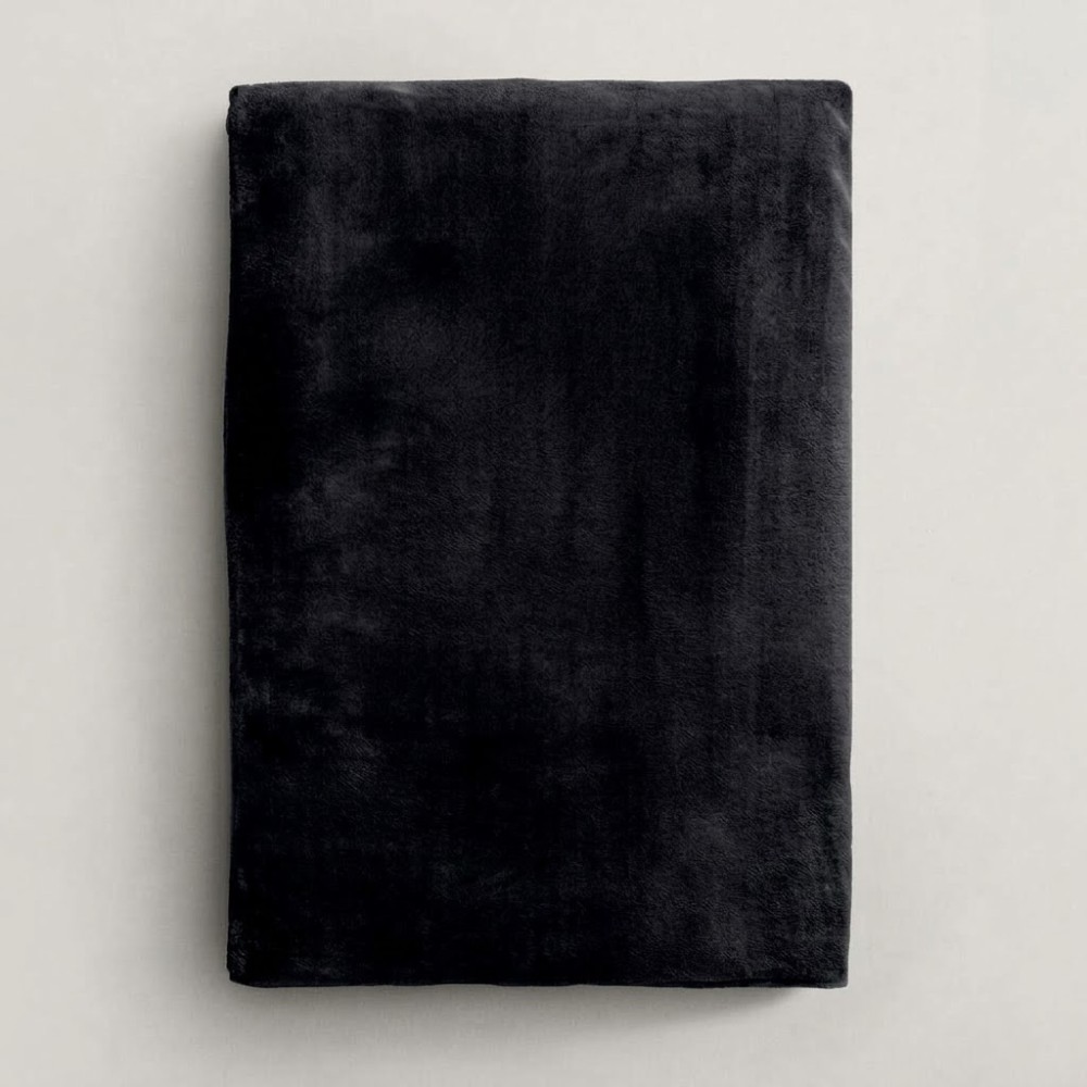 Κουβέρτα Fleece Διπλή (200x220) Βελούδινη Μαύρη με Extra Soft Υφή