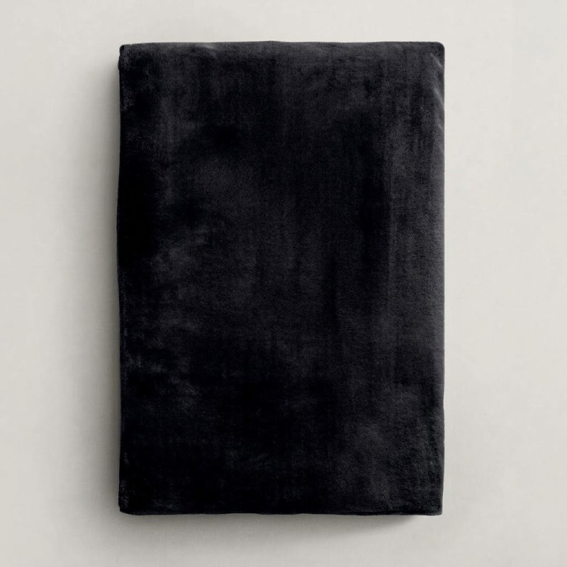Κουβέρτα Fleece Διπλή (200x220) Βελούδινη Μαύρη με Extra Soft Υφή