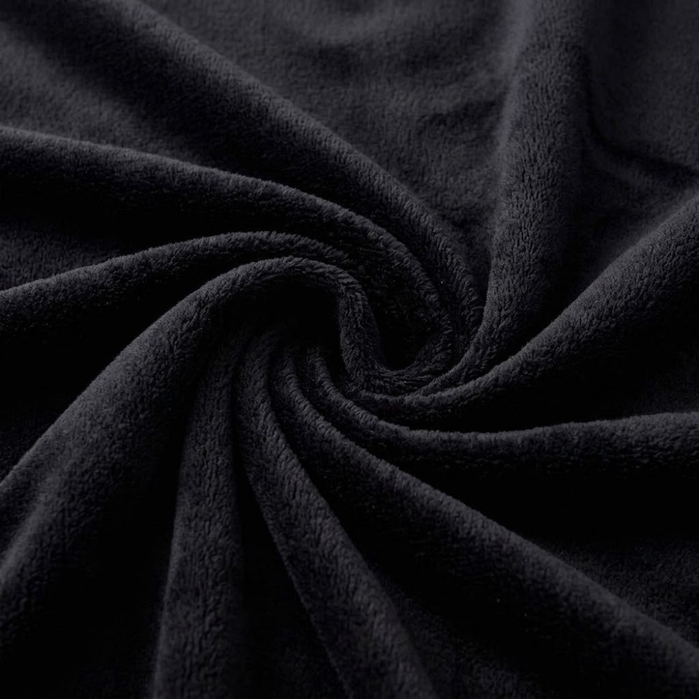 Κουβέρτα Fleece Διπλή (200x220) Βελούδινη Μαύρη με Extra Soft Υφή