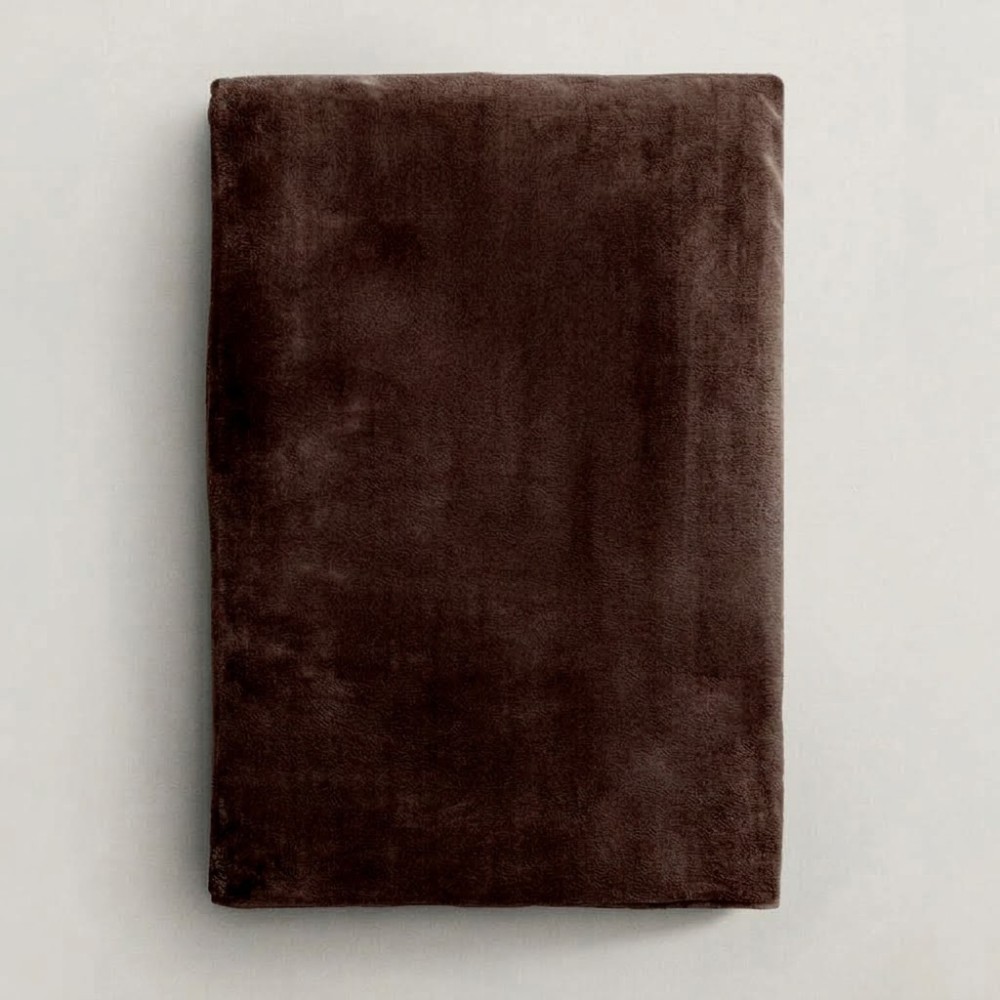 Κουβέρτα Fleece Διπλή (200x220) Βελούδινη Καφέ με Extra Soft Υφή