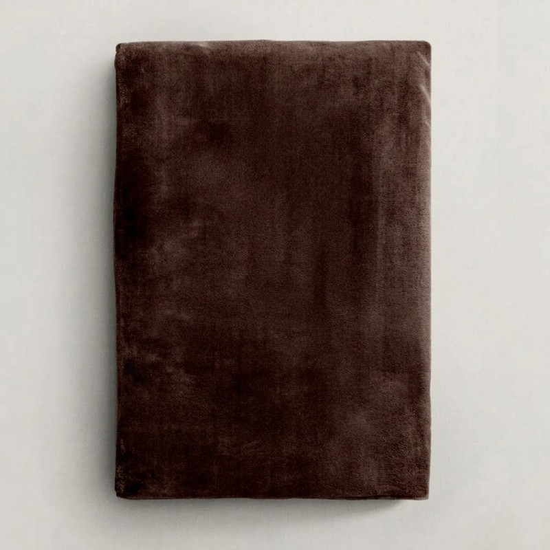 Κουβέρτα Fleece Διπλή (200x220) Βελούδινη Καφέ με Extra Soft Υφή