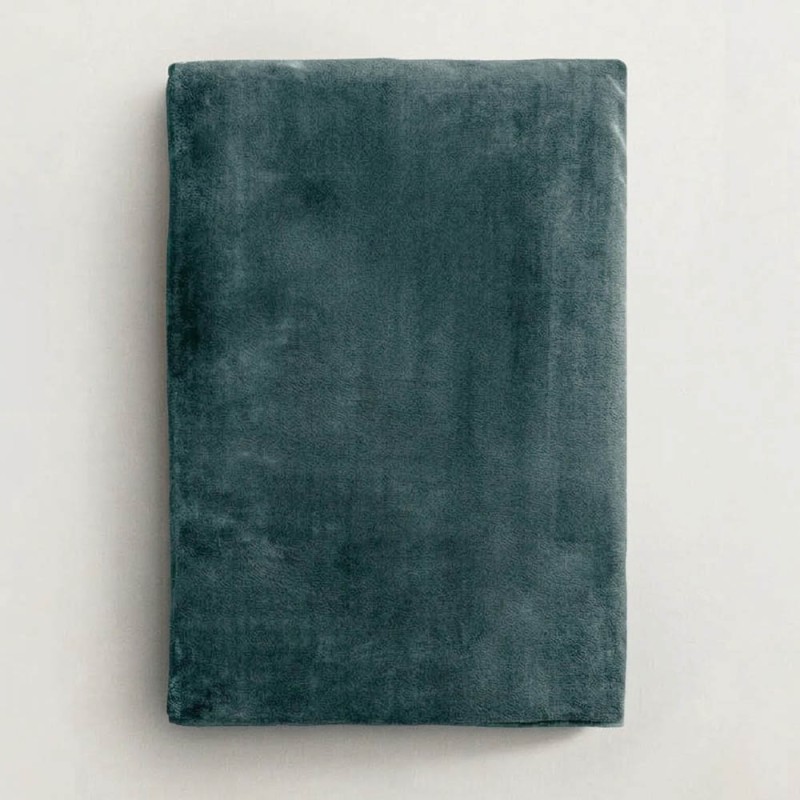 Κουβέρτα Fleece Μονή (150x220) Βελούδινη Πετρόλ με Extra Soft Υφή