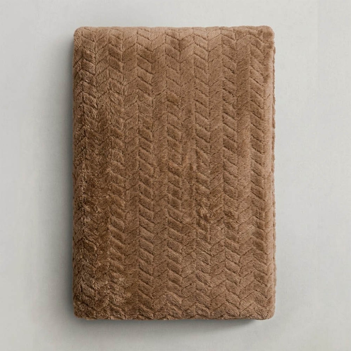 Κουβέρτα Fleece Διπλή (200x220) Βελούδινη ZigZag Καφέ με Extra Soft Υφή