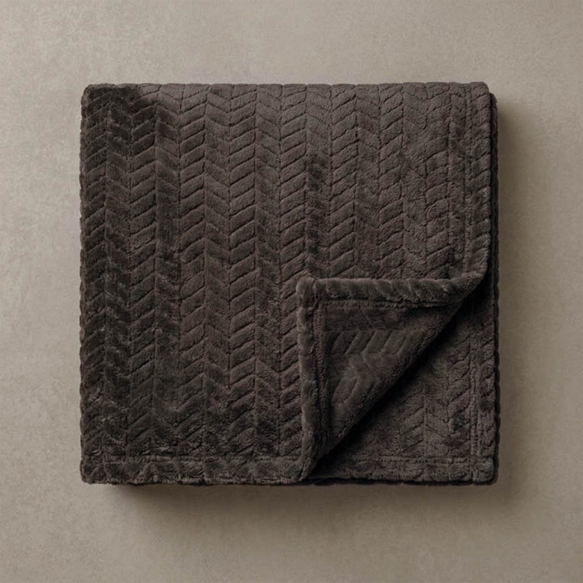 Κουβέρτα Fleece Διπλή (200x220) Βελούδινη ZigZag Σκούρο Καφέ με Extra Soft Υφή