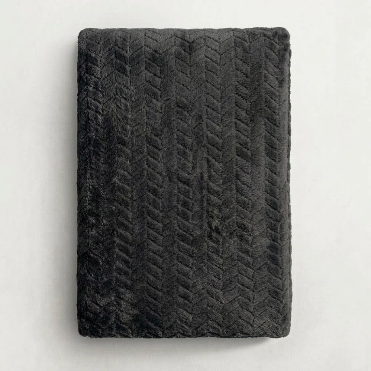 Κουβέρτα Fleece Μονή (150x220) Βελούδινη ZigZag Σκούρο Γκρι με Soft Ανάγλυφη Υφή