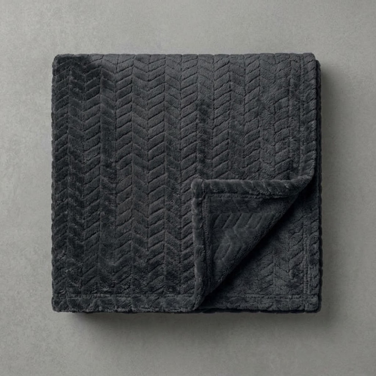 Κουβέρτα Fleece Μονή (150x220) Βελούδινη ZigZag Σκούρο Γκρι με Soft Ανάγλυφη Υφή