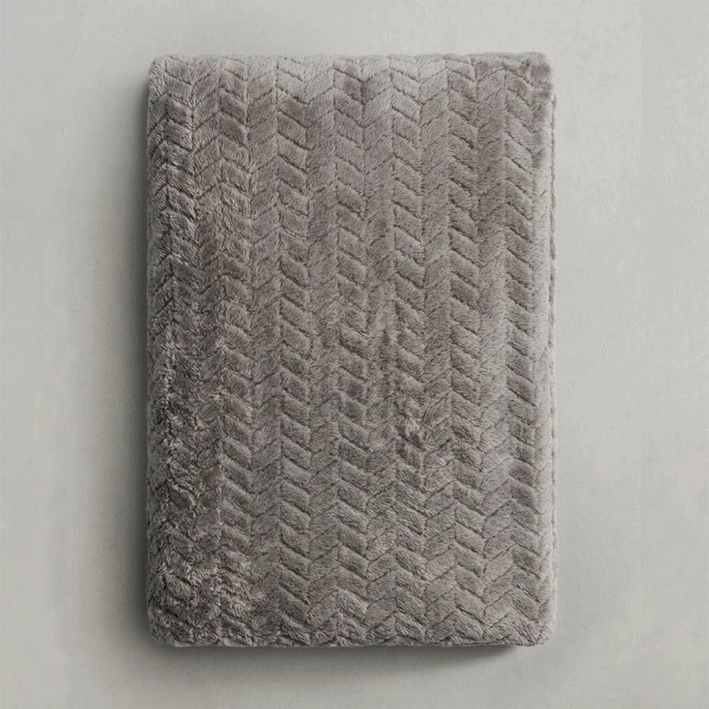 Κουβέρτα Fleece Μονή (150x220) Βελούδινη ZigZag Γκρι με Extra Soft Υφή