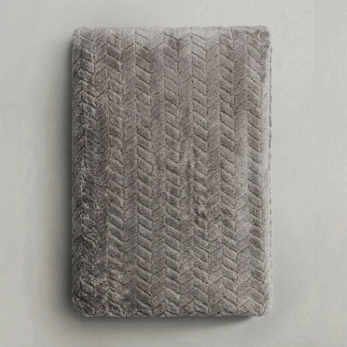 Κουβέρτα Fleece Μονή (150x220) Βελούδινη ZigZag Γκρι με Extra Soft Υφή