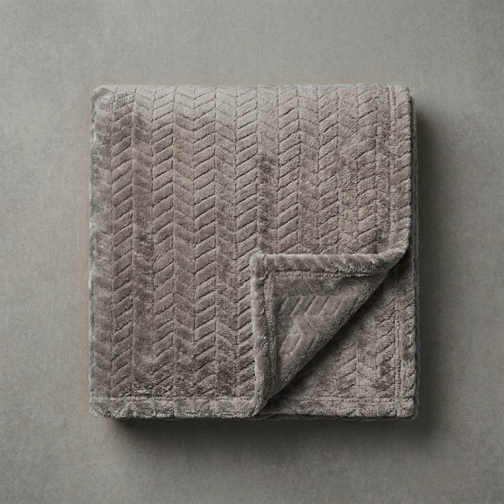 Κουβέρτα Fleece Μονή (150x220) Βελούδινη ZigZag Γκρι με Extra Soft Υφή