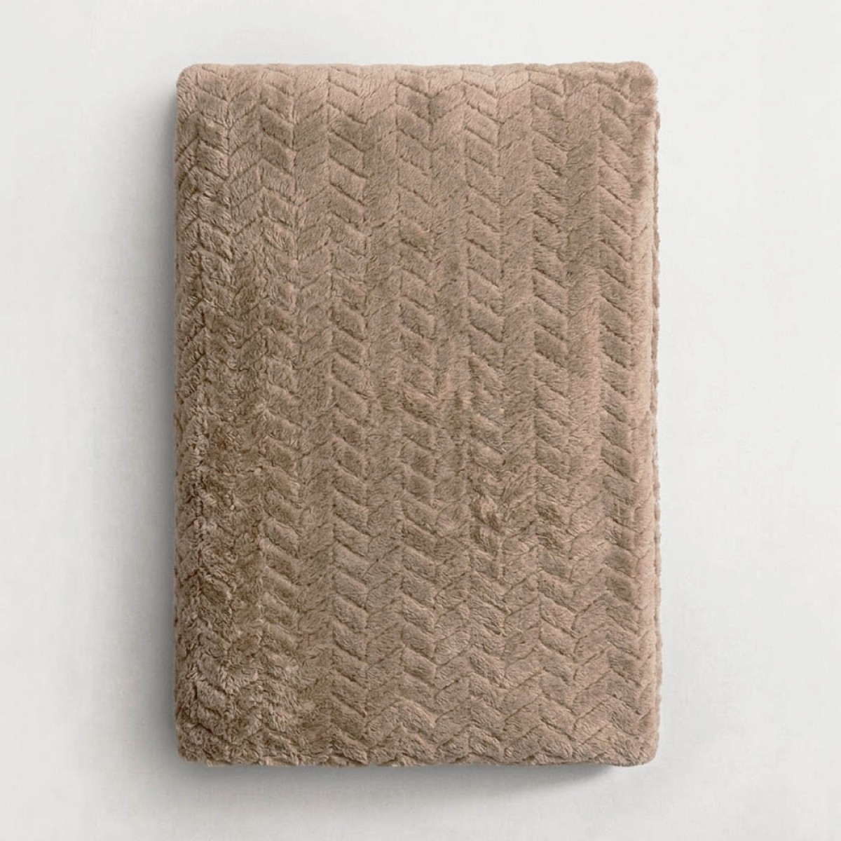 Κουβέρτα Fleece Μονή (150x220) Βελούδινη ZigZag Ανοιχτό Καφέ με Soft Ανάγλυφη Υφή