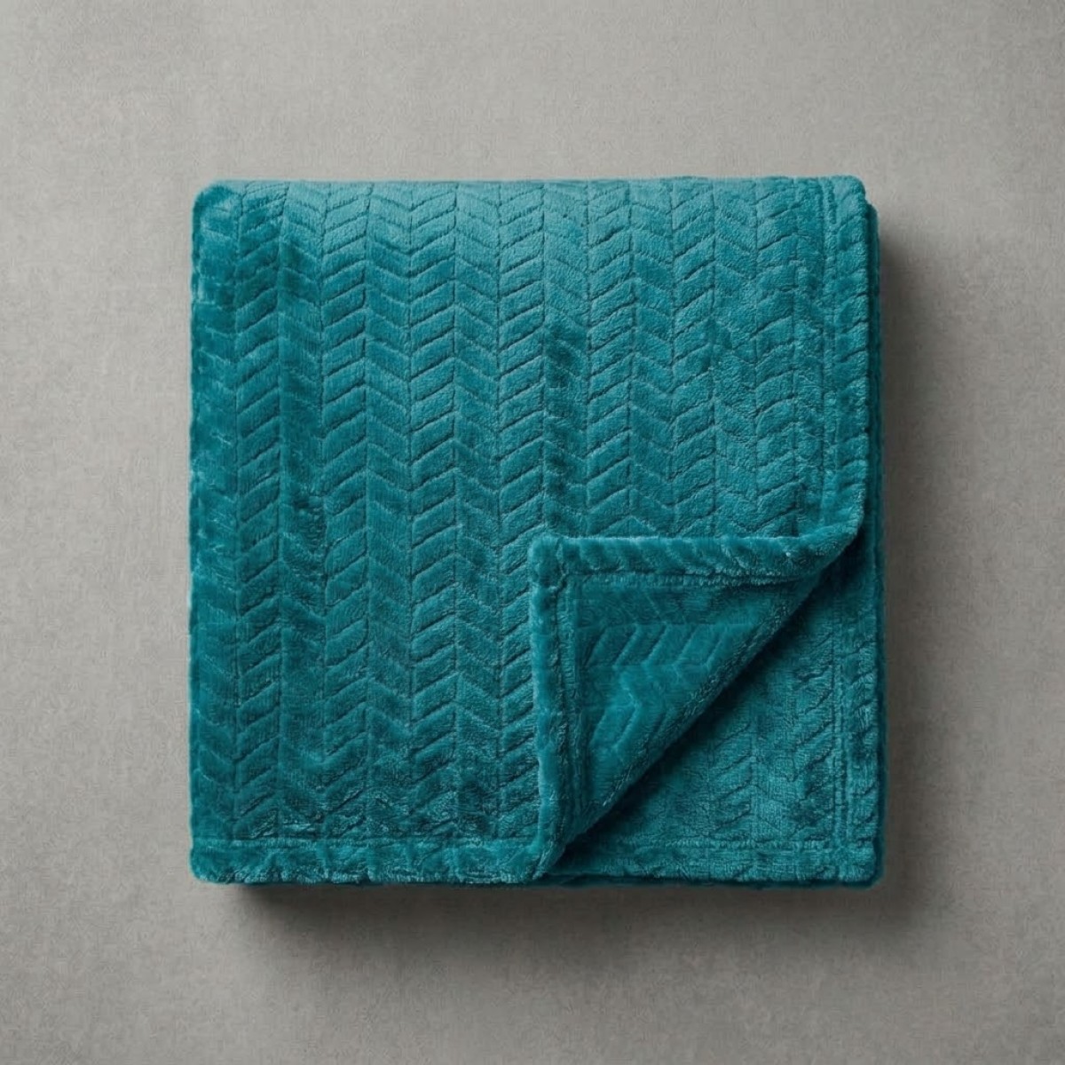 Κουβέρτα Fleece Μονή (150x220) Βελούδινη ZigZag Πετρόλ με Extra Soft Υφή