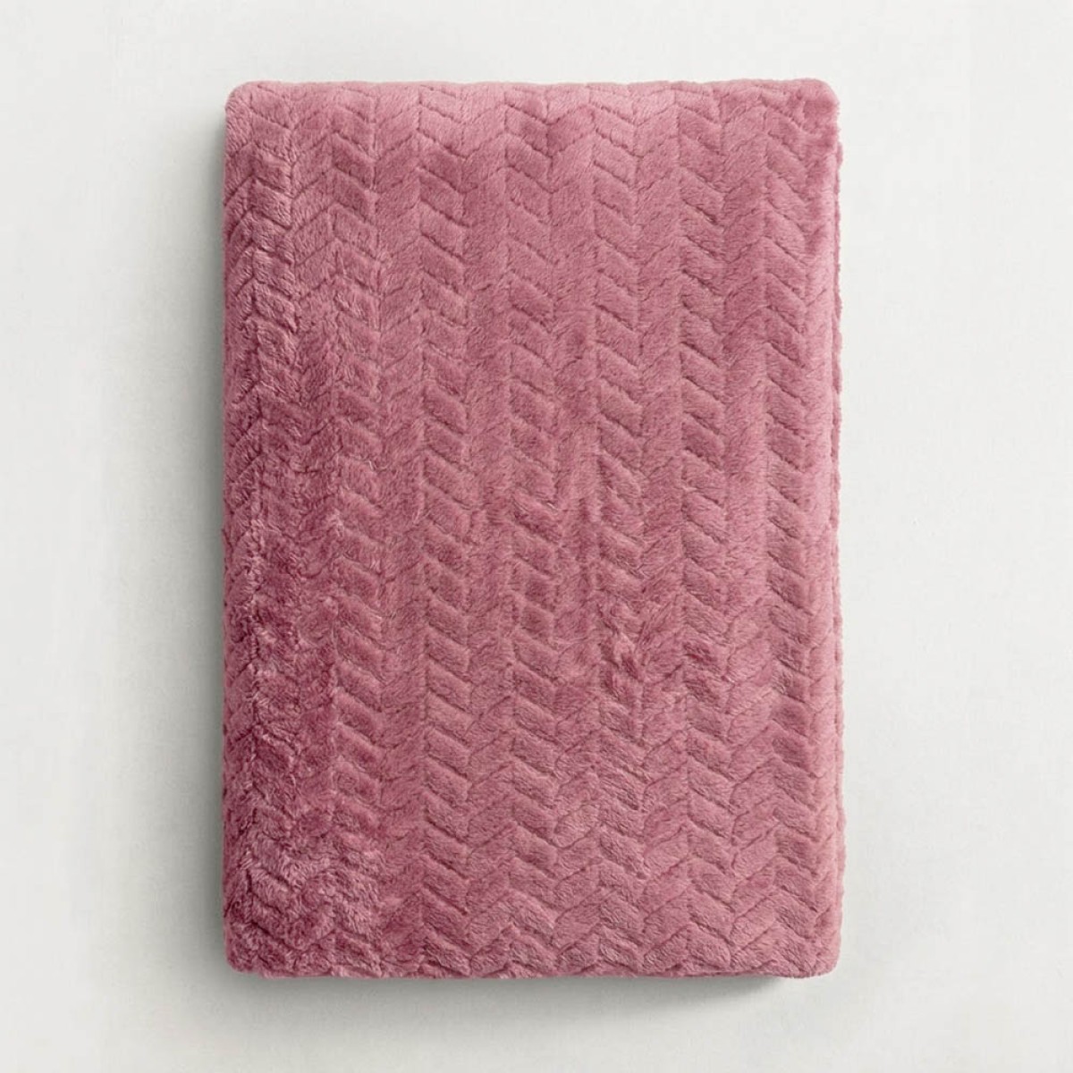 Κουβέρτα Fleece Διπλή (200x220) Βελούδινη ZigZag Σάπιο Μήλο με Extra Soft Υφή