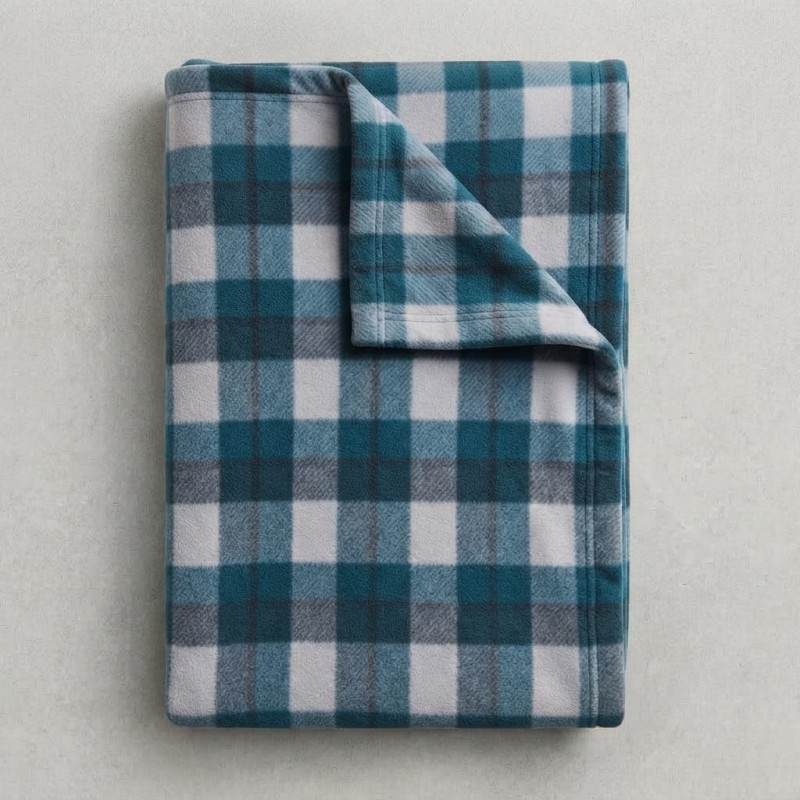 Κουβέρτα Fleece Διπλή (190x220) Καρό Μπλε