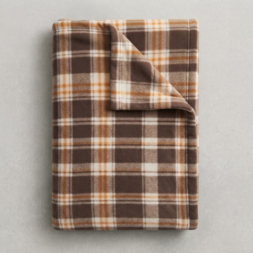 Κουβέρτα Fleece Μονή (150x220) Καρό Καφέ