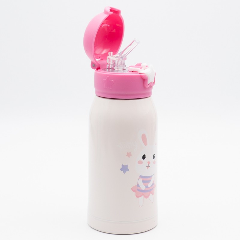 Baby Rabbit Παιδικό Θερμός 460ml Ανοξείδωτο με Καλαμάκι