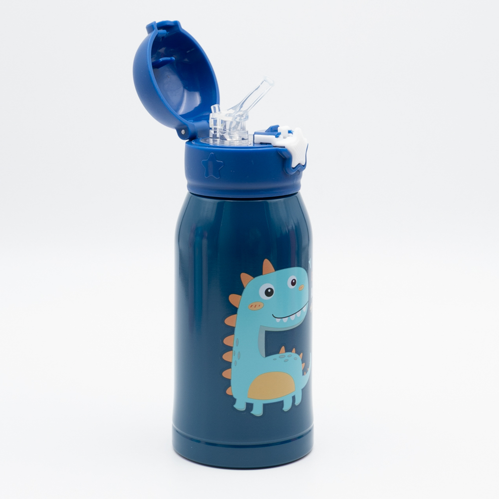 Baby Dinosaur Παιδικό Θερμός 460ml Ανοξείδωτο με Καλαμάκι