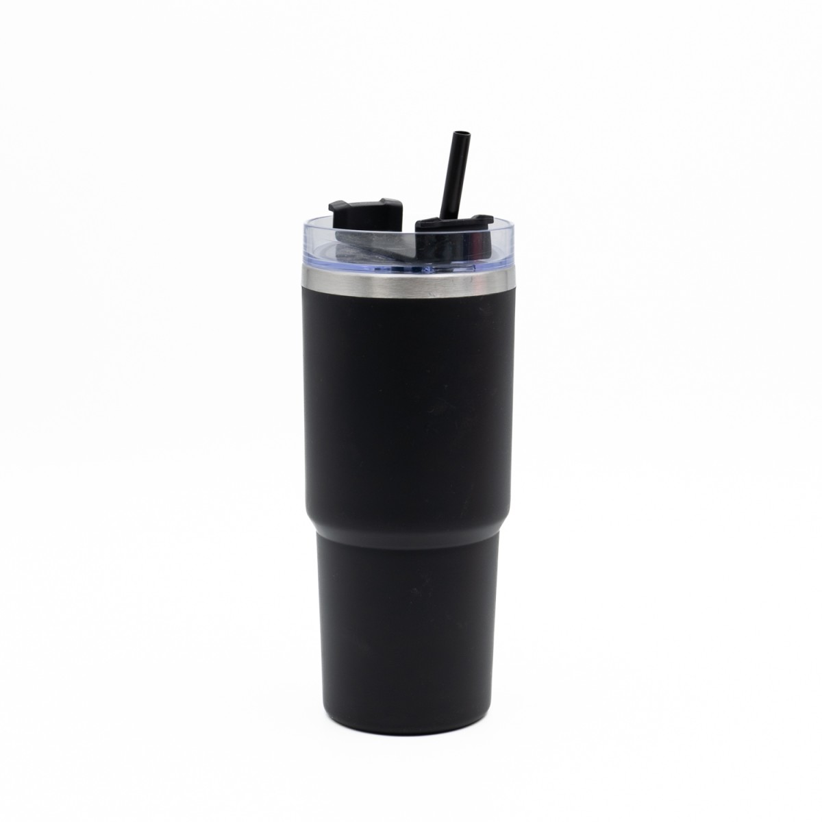 Ανοξείδωτο Ποτήρι Θερμός 600ml με Καλαμάκι Μαύρο – Ισοθερμικό Tumbler Νερού & Ροφημάτων με Διπλό Τοίχωμα Vacuum