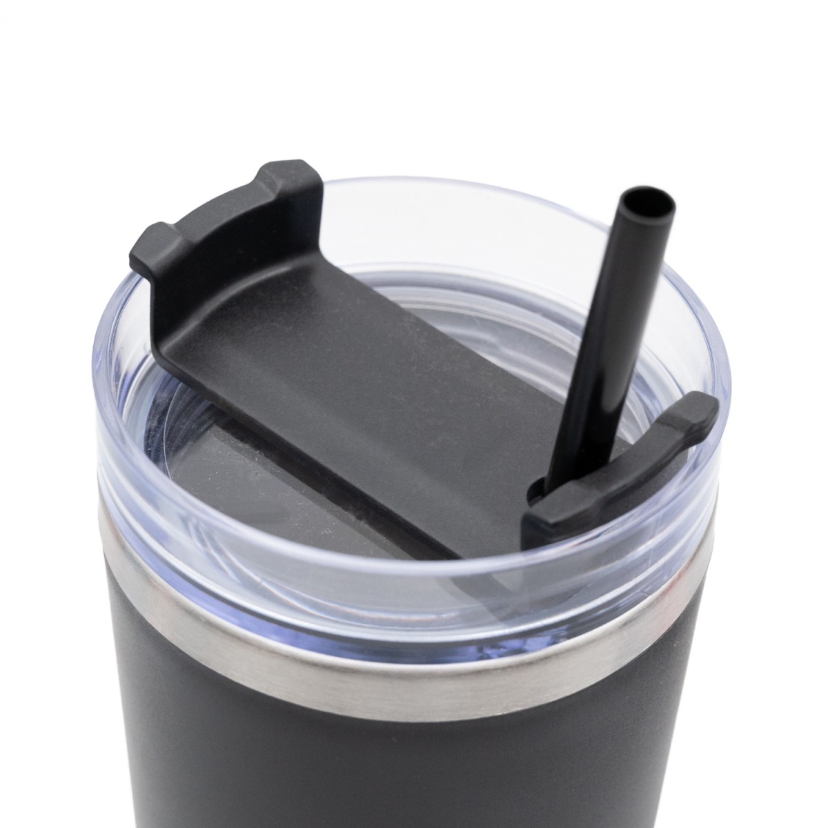 Ανοξείδωτο Ποτήρι Θερμός 600ml με Καλαμάκι Μαύρο – Ισοθερμικό Tumbler Νερού & Ροφημάτων με Διπλό Τοίχωμα Vacuum