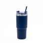 Ανοξείδωτο Ποτήρι Θερμός 600ml με Καλαμάκι Μπλε – Ισοθερμικό Tumbler Νερού & Ροφημάτων με Διπλό Τοίχωμα Vacuum