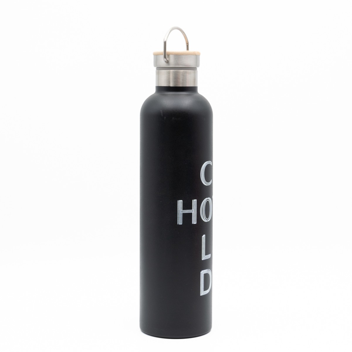 Sidirela Eco Black Θερμός 1000ml Ανοξείδωτο με Πώμα Bamboo & Λαβή Μεταφοράς