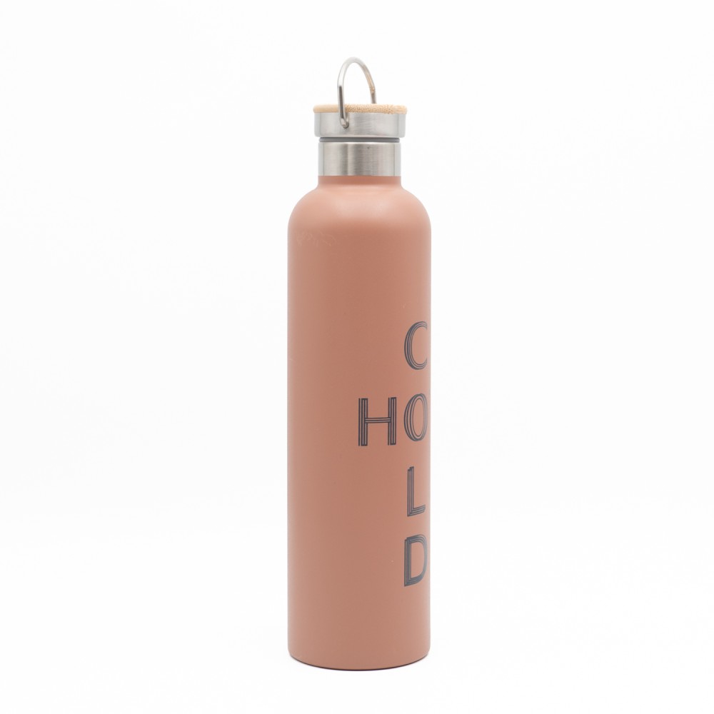 Sidirela Eco Orange Θερμός 1000ml Ανοξείδωτο με Πώμα Bamboo & Λαβή Μεταφοράς