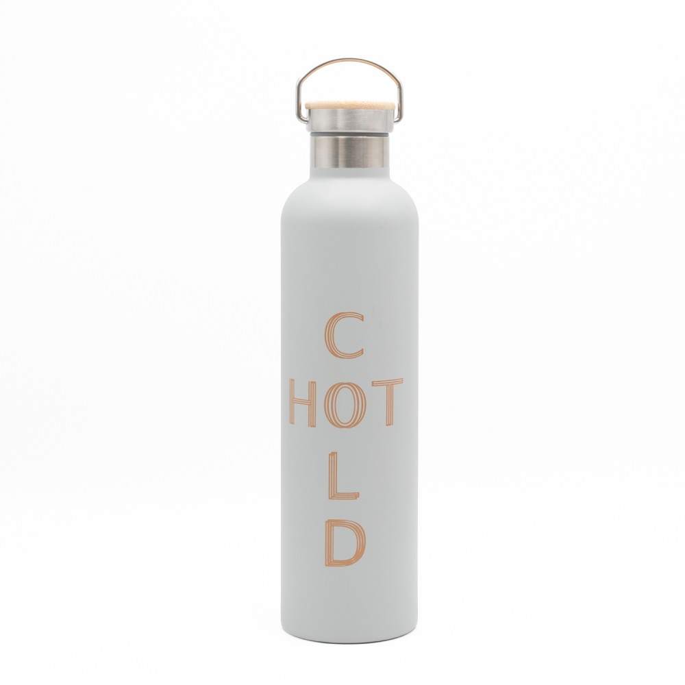 Sidirela Eco Ecru Θερμός 1000ml Ανοξείδωτο με Πώμα Bamboo & Λαβή Μεταφοράς