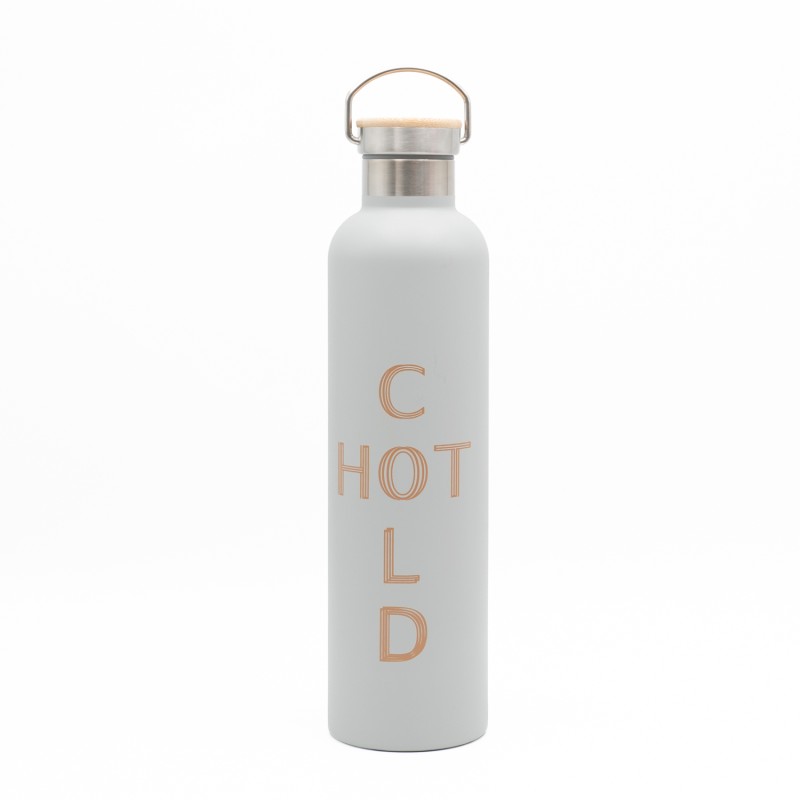 Sidirela Eco Ecru Θερμός 1000ml Ανοξείδωτο με Πώμα Bamboo & Λαβή Μεταφοράς