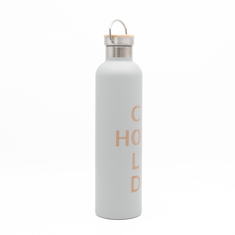Sidirela Eco Ecru Θερμός 1000ml Ανοξείδωτο με Πώμα Bamboo & Λαβή Μεταφοράς
