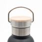 Sidirela Eco Black Θερμός 1000ml Ανοξείδωτο με Πώμα Bamboo & Λαβή Μεταφοράς