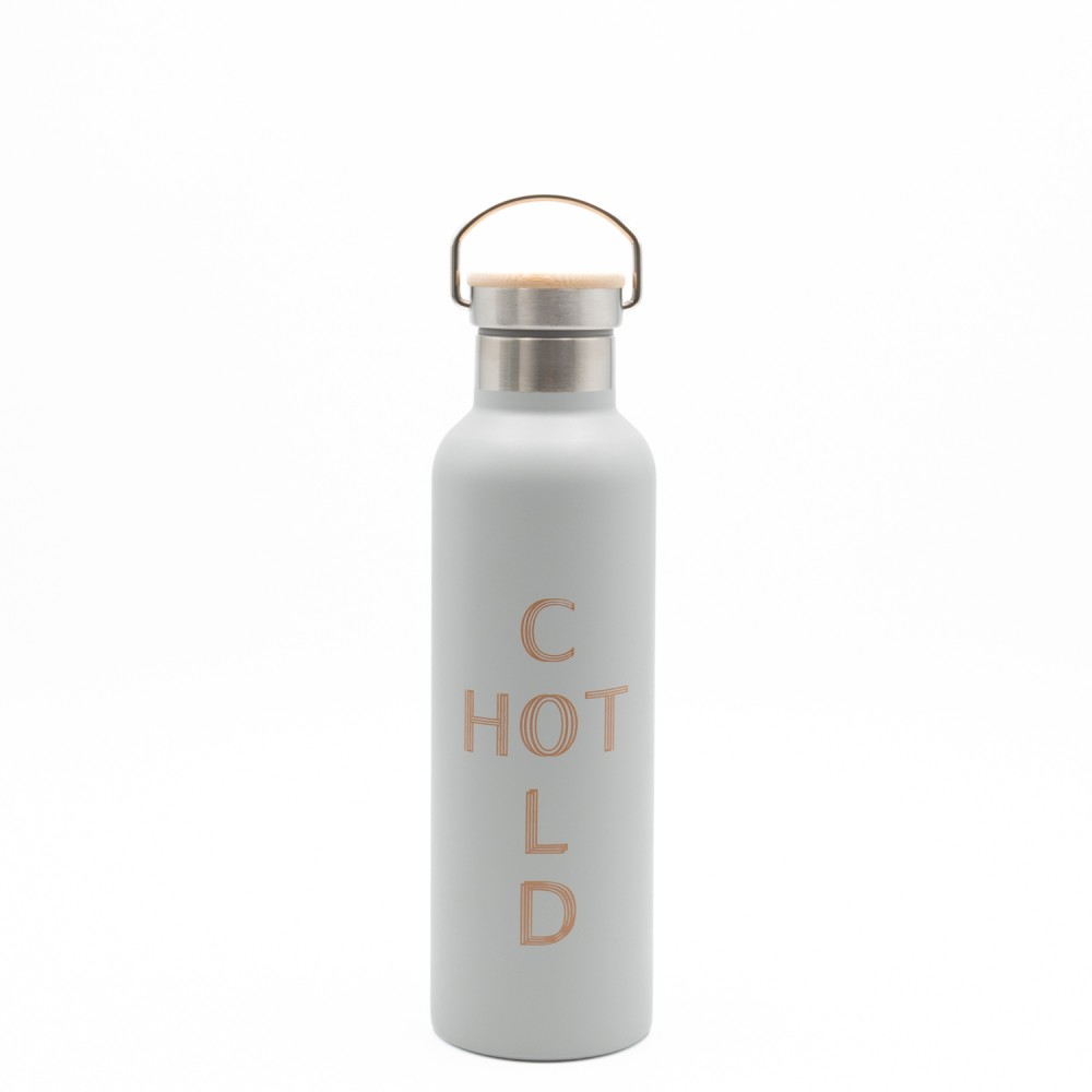 Sidirela Eco Ecru Θερμός 750ml Ανοξείδωτο με Πώμα Bamboo & Λαβή Μεταφοράς