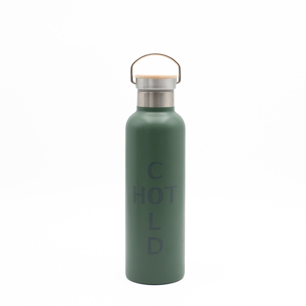 Sidirela Eco Green Θερμός 750ml Ανοξείδωτο με Πώμα Bamboo & Λαβή Μεταφοράς