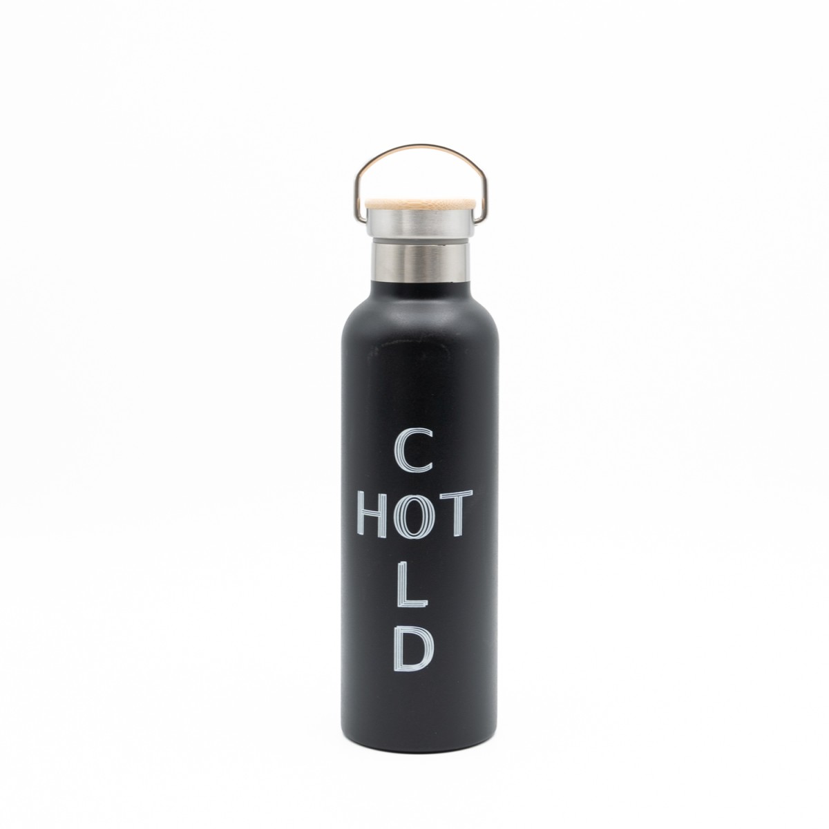Sidirela Eco Black Θερμός 750ml Ανοξείδωτο με Πώμα Bamboo & Λαβή Μεταφοράς
