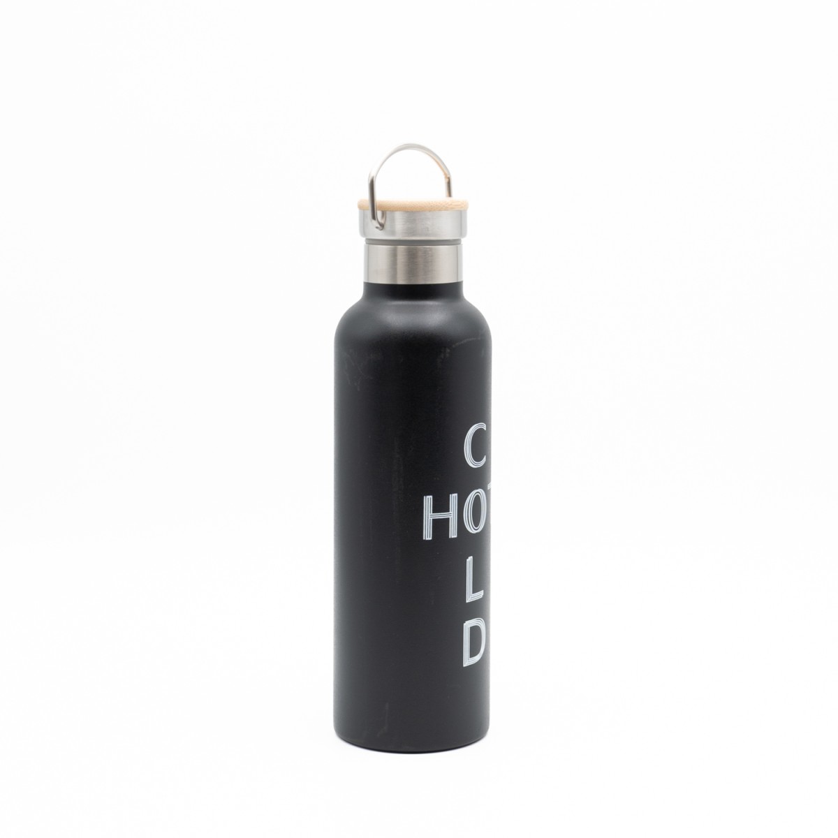 Sidirela Eco Black Θερμός 750ml Ανοξείδωτο με Πώμα Bamboo & Λαβή Μεταφοράς