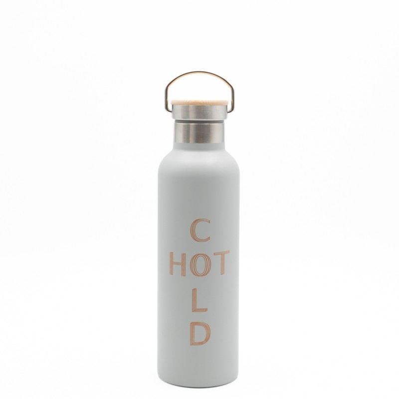 Sidirela Eco Ecru Θερμός 750ml Ανοξείδωτο με Πώμα Bamboo & Λαβή Μεταφοράς