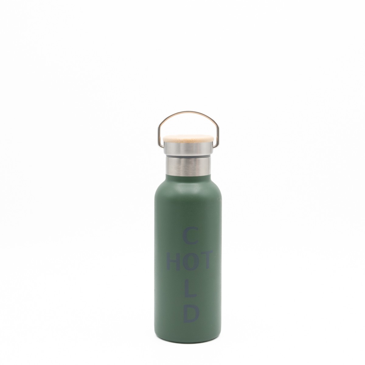 Sidirela Eco Green Θερμός 500ml Ανοξείδωτο με Πώμα Bamboo & Λαβή Μεταφοράς