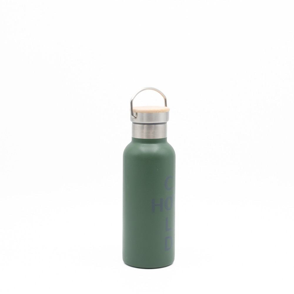 Sidirela Eco Green Θερμός 500ml Ανοξείδωτο με Πώμα Bamboo & Λαβή Μεταφοράς