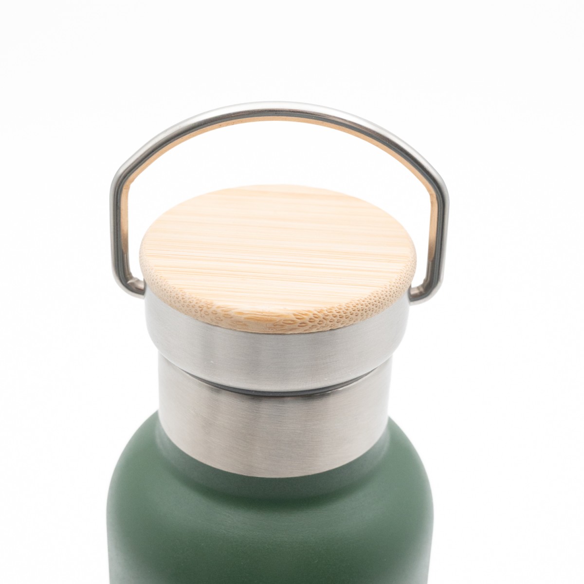 Sidirela Eco Green Θερμός 500ml Ανοξείδωτο με Πώμα Bamboo & Λαβή Μεταφοράς