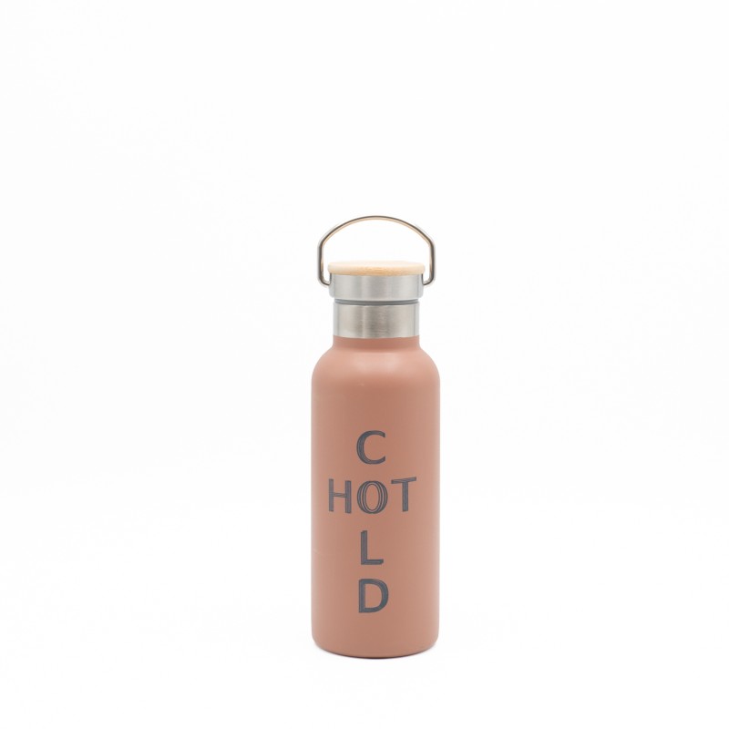 Sidirela Eco Orange Θερμός 500ml Ανοξείδωτο με Πώμα Bamboo & Λαβή Μεταφοράς
