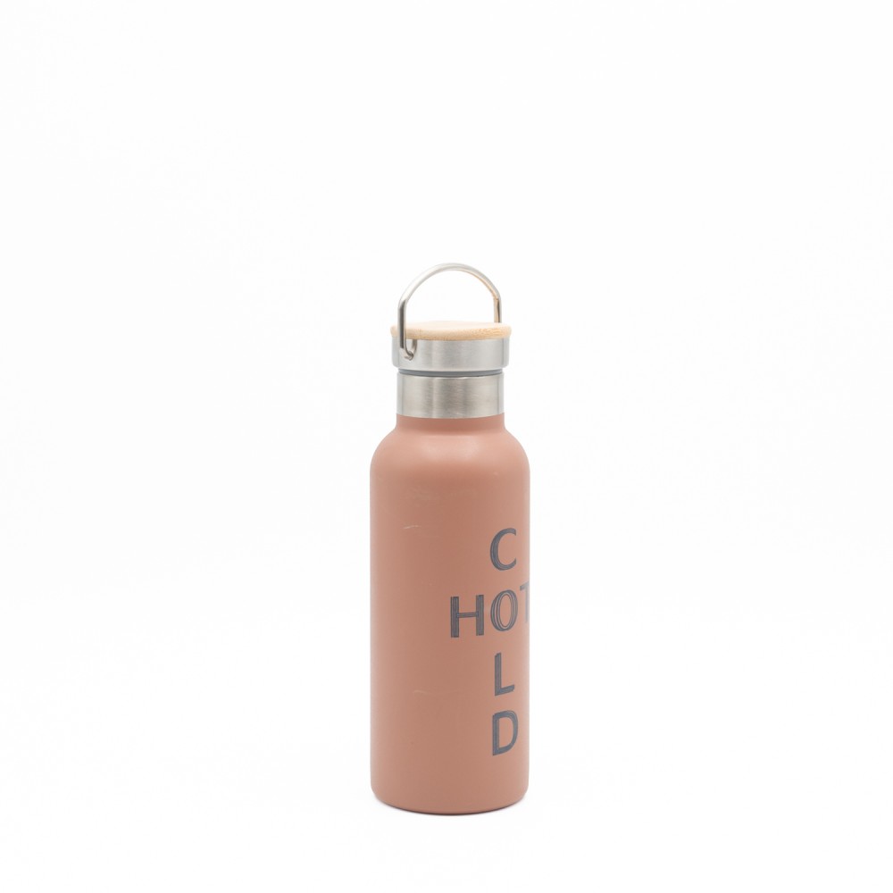 Sidirela Eco Orange Θερμός 500ml Ανοξείδωτο με Πώμα Bamboo & Λαβή Μεταφοράς