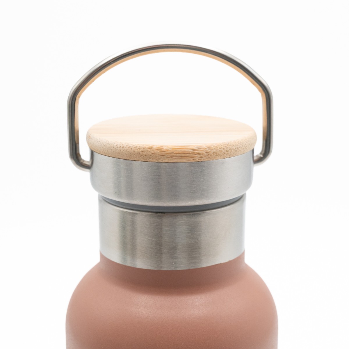 Sidirela Eco Orange Θερμός 500ml Ανοξείδωτο με Πώμα Bamboo & Λαβή Μεταφοράς