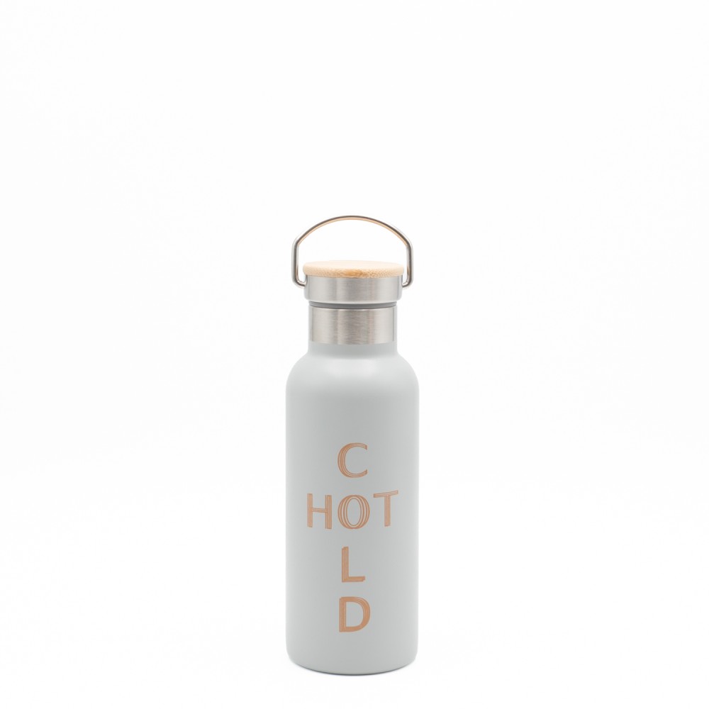 Sidirela Eco Ecru Θερμός 500ml Ανοξείδωτο με Πώμα Bamboo & Λαβή Μεταφοράς