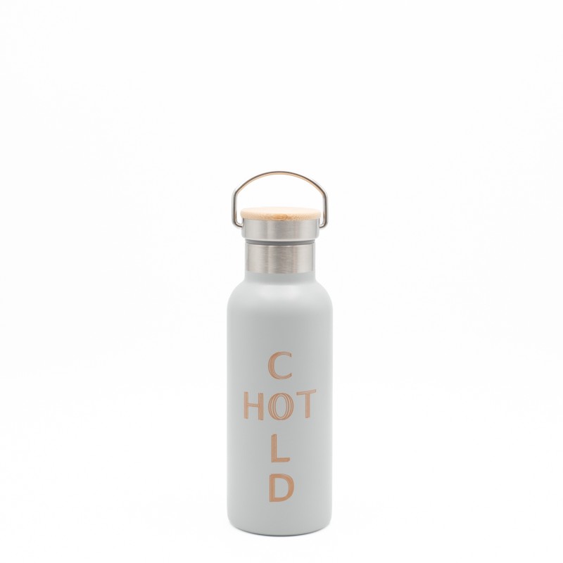 Sidirela Eco Ecru Θερμός 500ml Ανοξείδωτο με Πώμα Bamboo & Λαβή Μεταφοράς