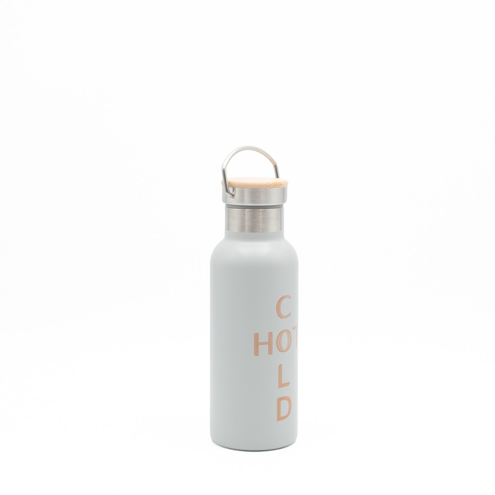 Sidirela Eco Ecru Θερμός 500ml Ανοξείδωτο με Πώμα Bamboo & Λαβή Μεταφοράς