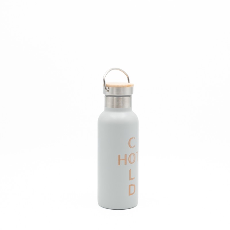 Sidirela Eco Ecru Θερμός 500ml Ανοξείδωτο με Πώμα Bamboo & Λαβή Μεταφοράς