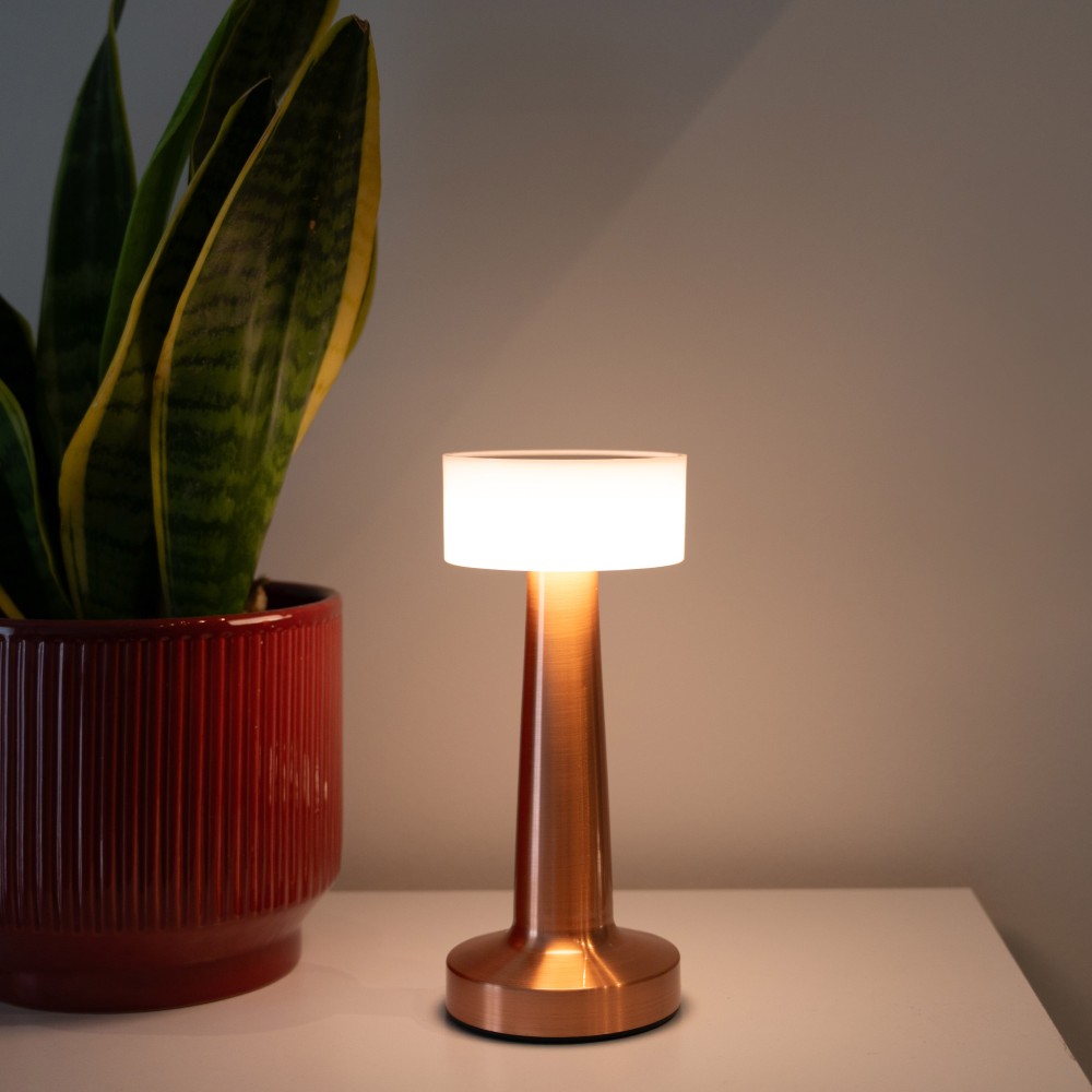 Επιτραπέζιο Φωτιστικό LED Μπρονζέ Μεταλλικό – Επαναφορτιζόμενο με USB, Μπαταρία 1200mAh