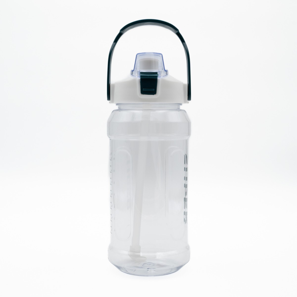 Super Παγούρι Νερού 1500ml Λευκό Διάφανο με Εργονομική Λαβή, Καλαμάκι & Κουμπί Ασφαλείας