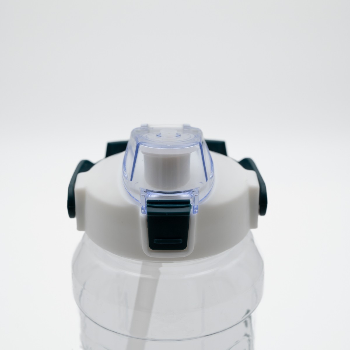 Super Παγούρι Νερού 1500ml Λευκό Διάφανο με Εργονομική Λαβή, Καλαμάκι & Κουμπί Ασφαλείας