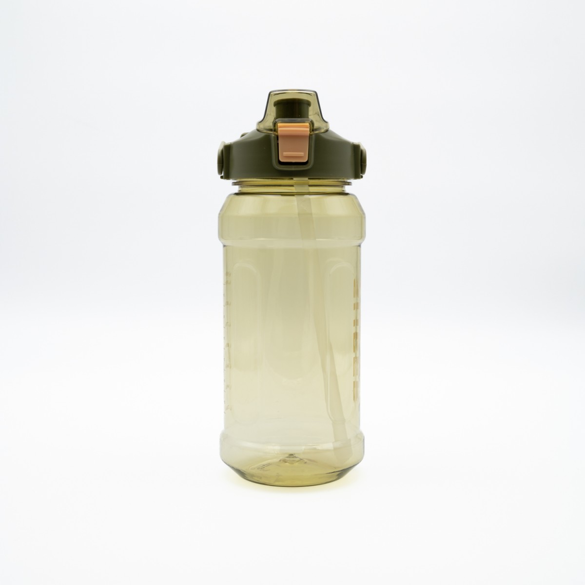 Super Παγούρι Νερού 1500ml Κίτρινο Διάφανο με Εργονομική Λαβή, Καλαμάκι & Κουμπί Ασφαλείας